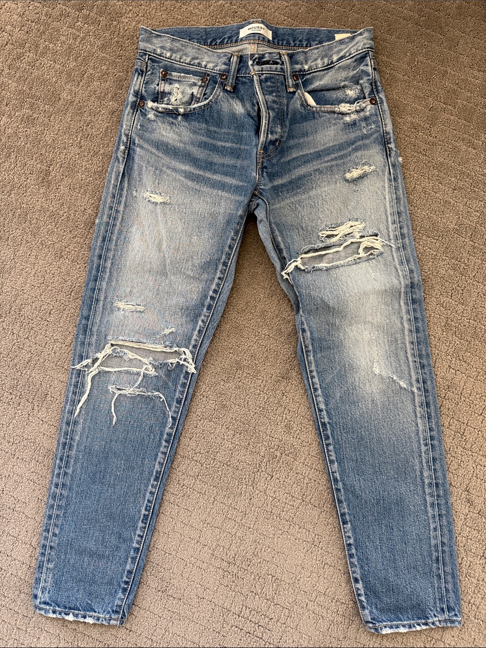 Moussy Women's Skinny Light Blue Distressed Jeans